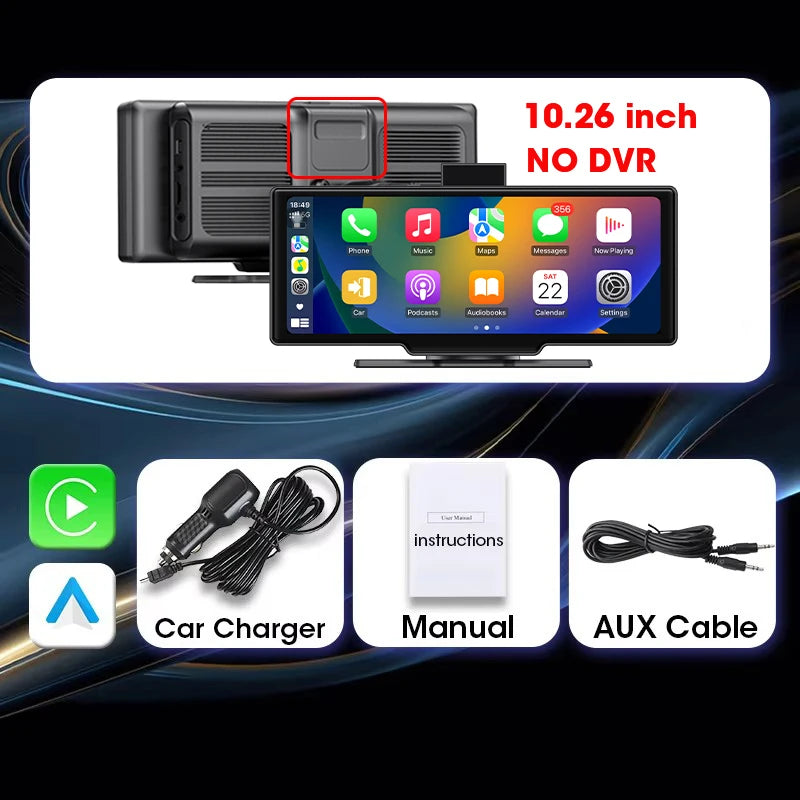 10.26 Inch 4K ADAS Car DVR Wireless Carplay Android Auto Car Radio Multimedia GPS Navigation Video Player BT WIFI Stereo