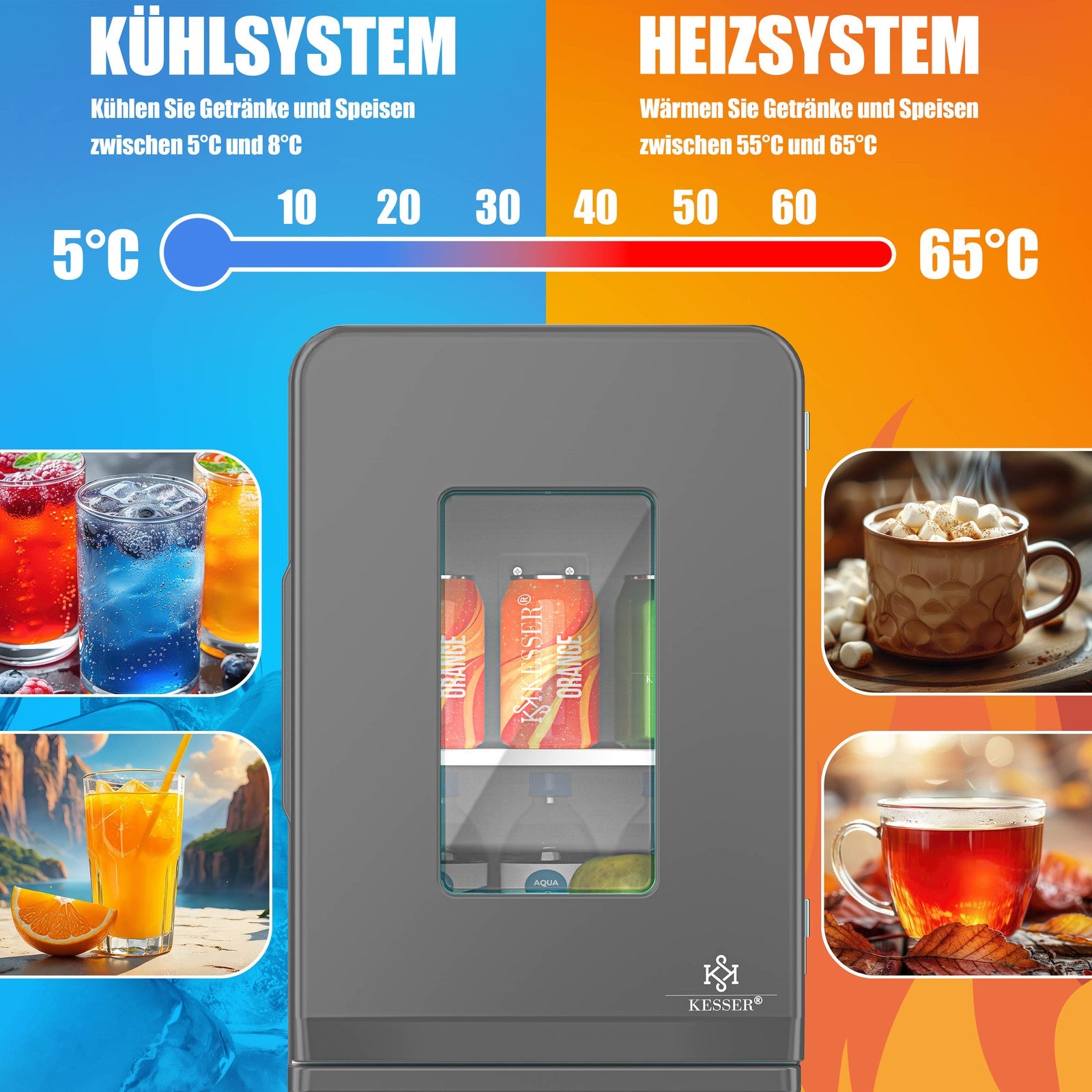 KESSER® Mini Kühlschrank 15 L Kühl Und Heizfunktion Minibar Kühlbox Thermobox