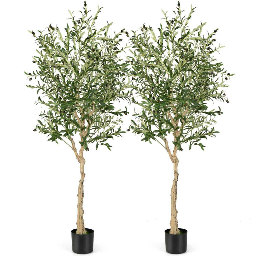 1/2Er Set Künstliche Olivenbäume Mit 1296 Blättern & 72 Früchten Olivenpflanzen 182 Cm