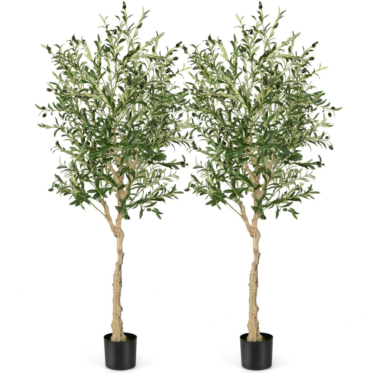 1/2Er Set Künstliche Olivenbäume Mit 1296 Blättern & 72 Früchten Olivenpflanzen 182 Cm