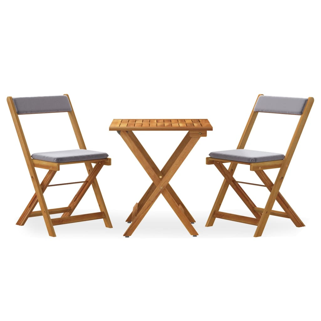 Bistro Set Klappbar Sitzgruppe Balkonmöbel 3-Tlg. Massivholz Akazie Vidaxl