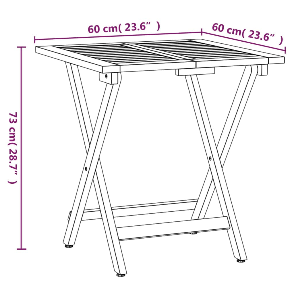 Bistro Set Klappbar Sitzgruppe Balkonmöbel 3-Tlg. Massivholz Akazie Vidaxl