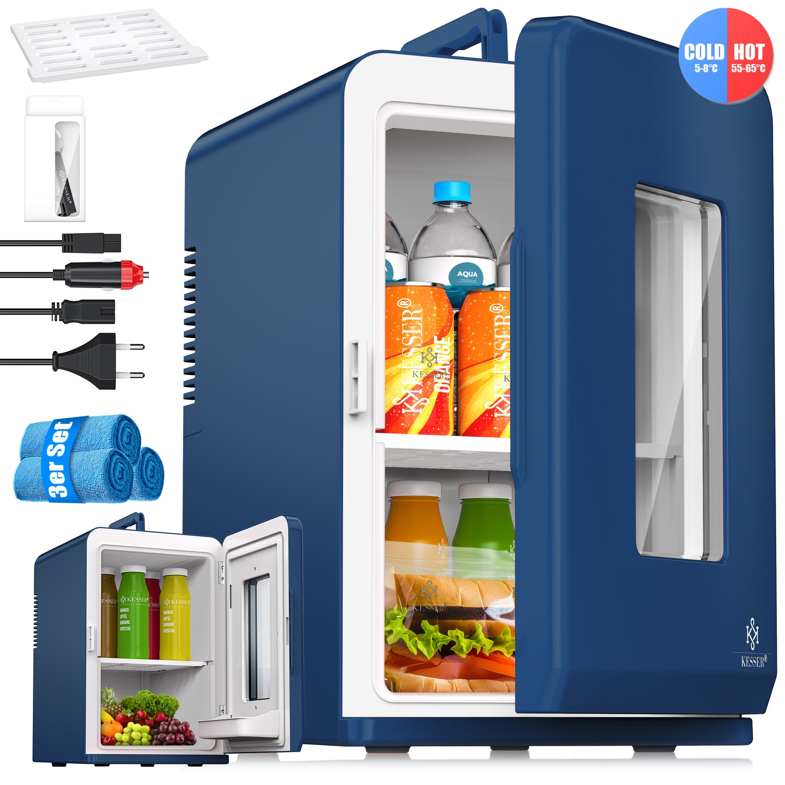 KESSER® Mini Kühlschrank 15 L Kühl Und Heizfunktion Minibar Kühlbox Thermobox