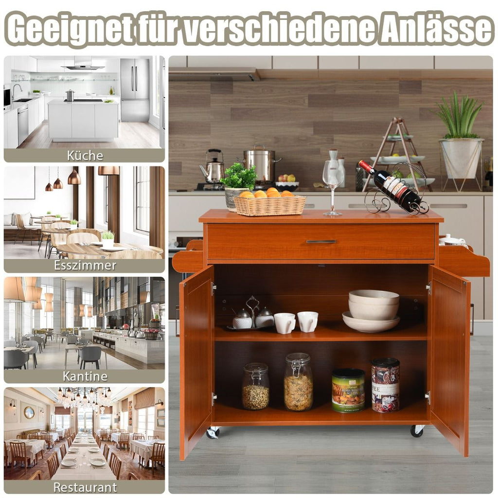 Küchenwagen Mit Handtuchhalter & Gewürzboard & Schublade Kücheninsel Rollbarer Küchenschrank