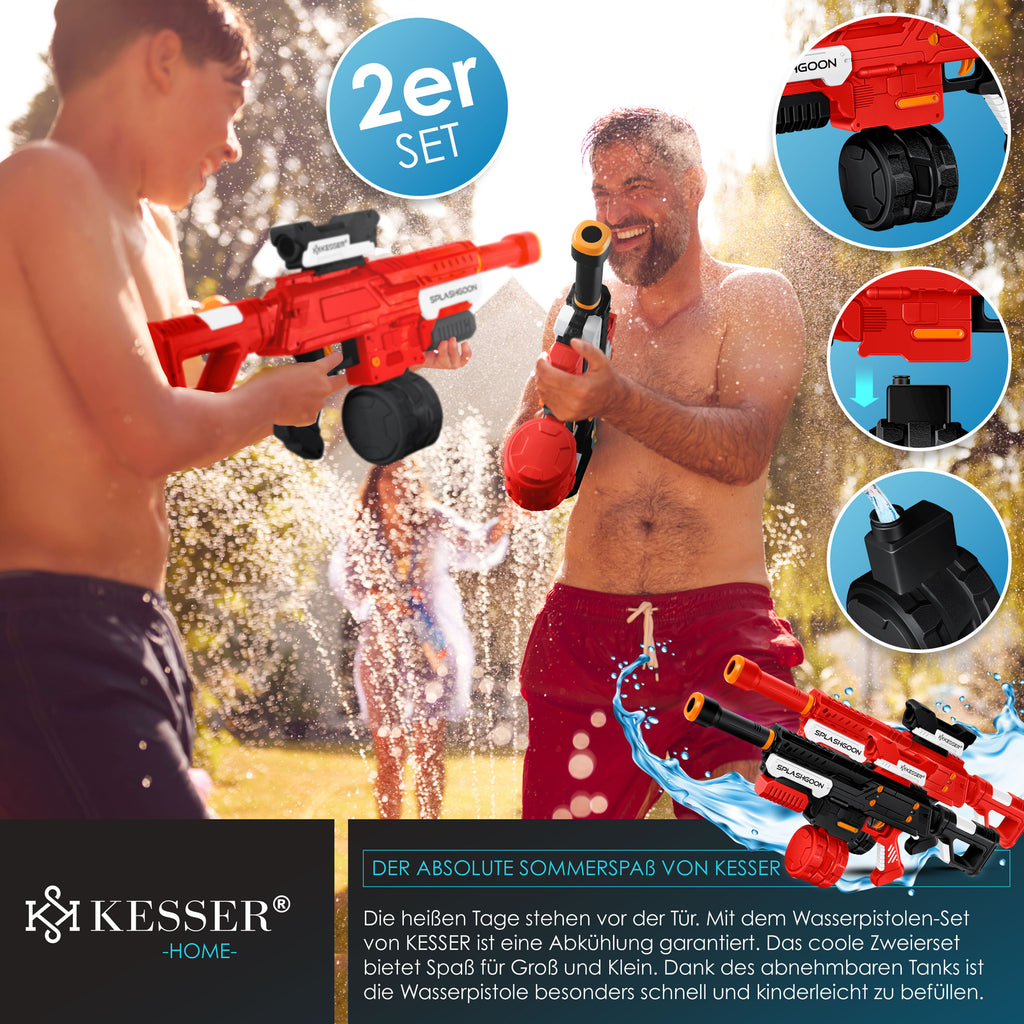 KESSER® 2X Wasserpistole Inkl. Zielfernrohr Wasser Spritzpistole 16M, 1,65L Tank