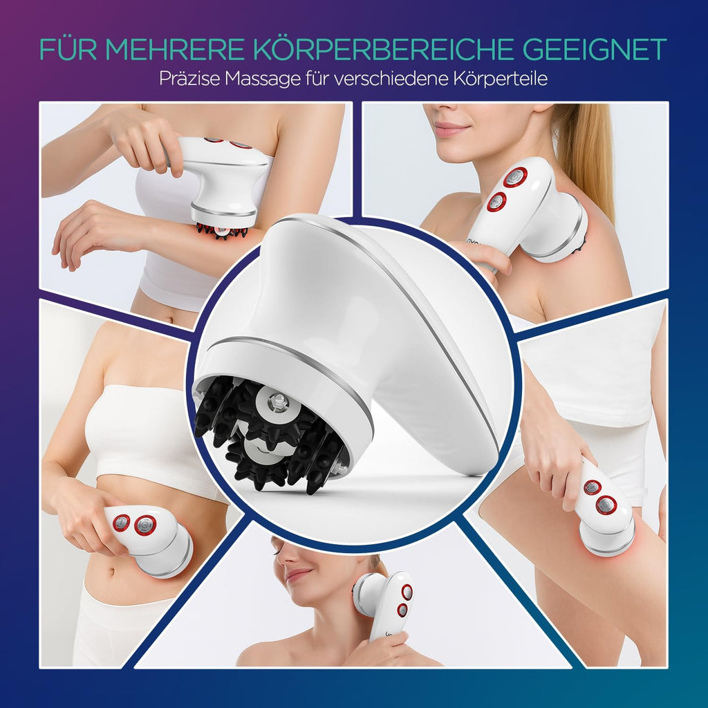 VOYOR Massagegerät anti Cellulite Massage Gerät Für Gesicht Nacken Schulter Rücken Füße Fußbad Mit 3 Muti-Funktionsköpfe Gesichtsreinigungsbürste IPX7 Wasserdicht & Wiederaufladbar