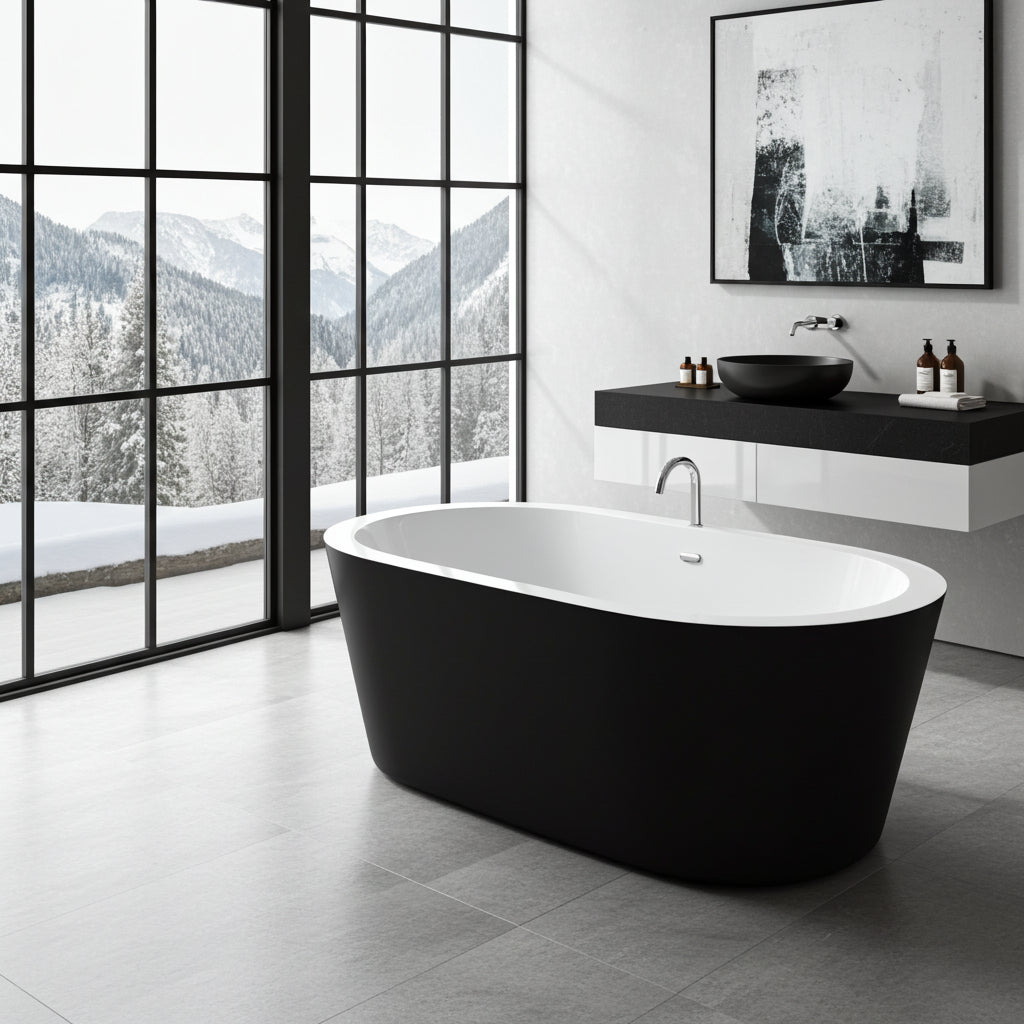 Badewanne Maggiore II Whirlpool Schwarz Bad Wanne Badausstattung Luftdüsen