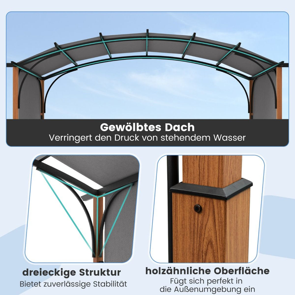 3,6 X 3 M Pergola Mit Ausziehbarem Dach Wasserdichter Stabiler Winterfester Pavillon