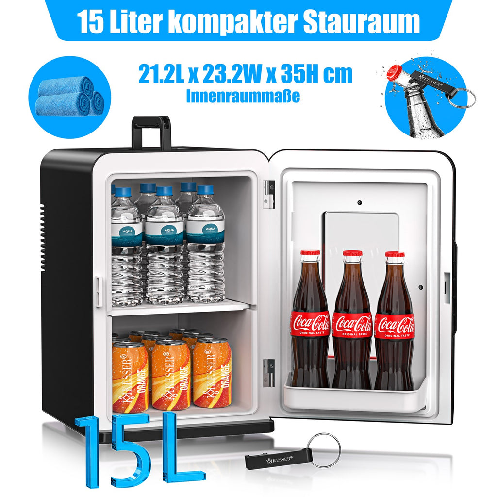 KESSER® Mini Kühlschrank 15 L Kühl Und Heizfunktion Minibar Kühlbox Thermobox
