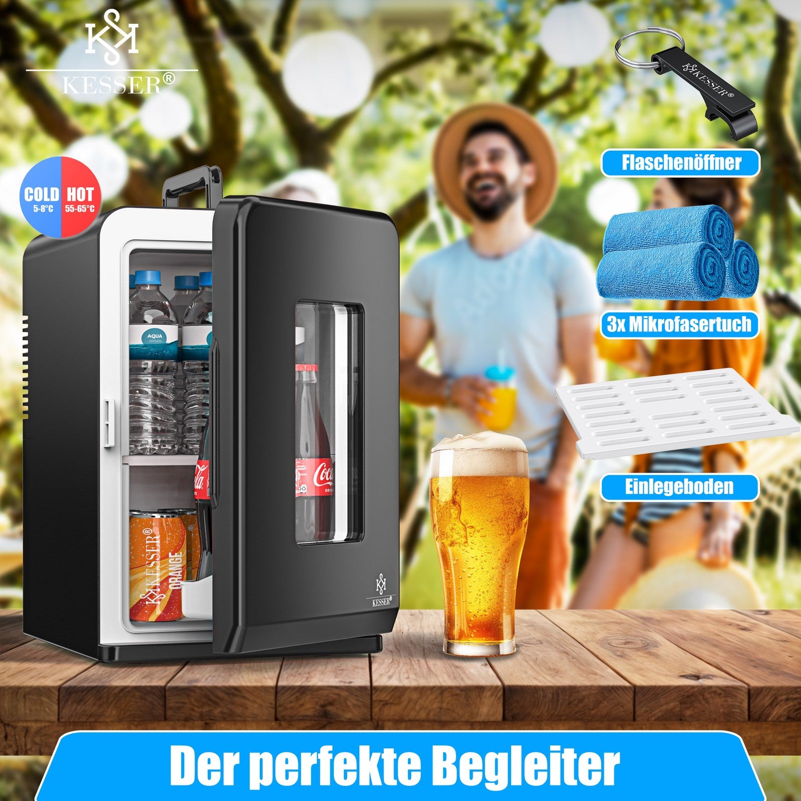 KESSER® Mini Kühlschrank 15 L Kühl Und Heizfunktion Minibar Kühlbox Thermobox