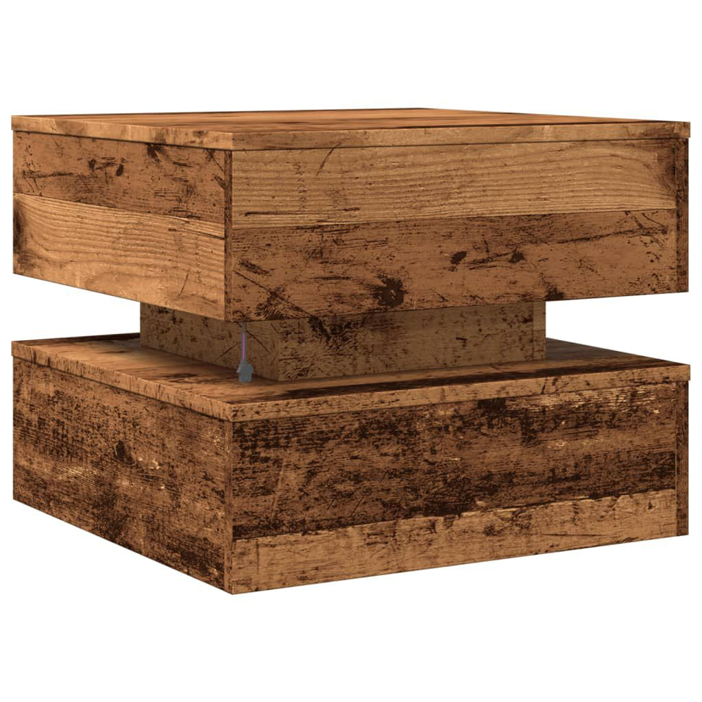 Couchtisch Mit Led-Leuchten Altholz-Optik 50X50X40 Cm