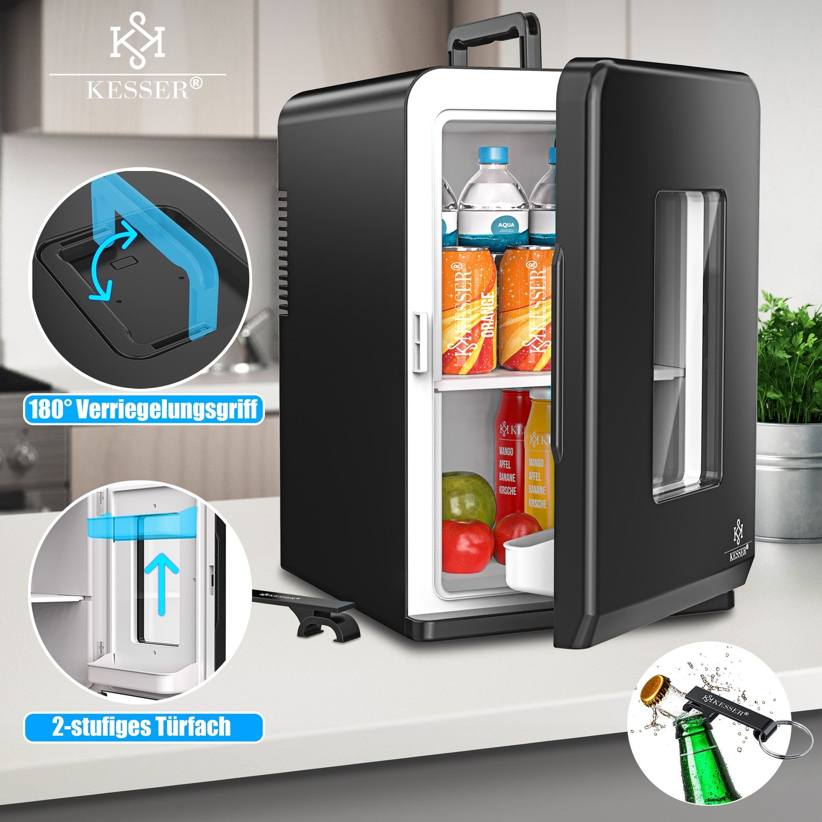 KESSER® Mini Kühlschrank 15 L Kühl Und Heizfunktion Minibar Kühlbox Thermobox