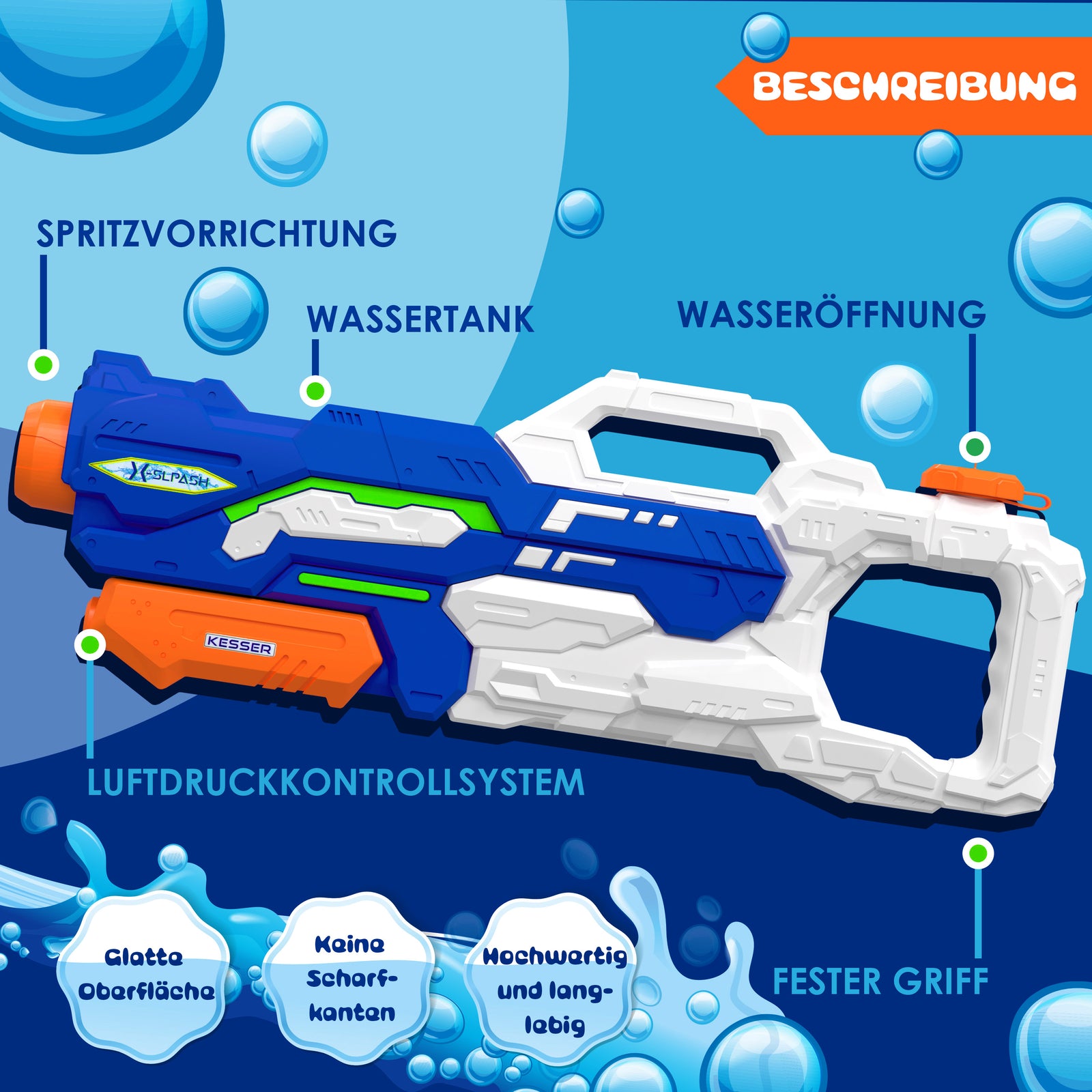 KESSER® Wasserpistole 2Er Set Wasserpistolen Spritzpistolen Reichweite 10-11M