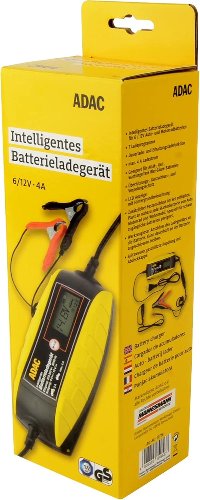 ADAC Batterie-Ladegerät, 6 Und 12 Volt, Mit Komfort-Klemme | M12716