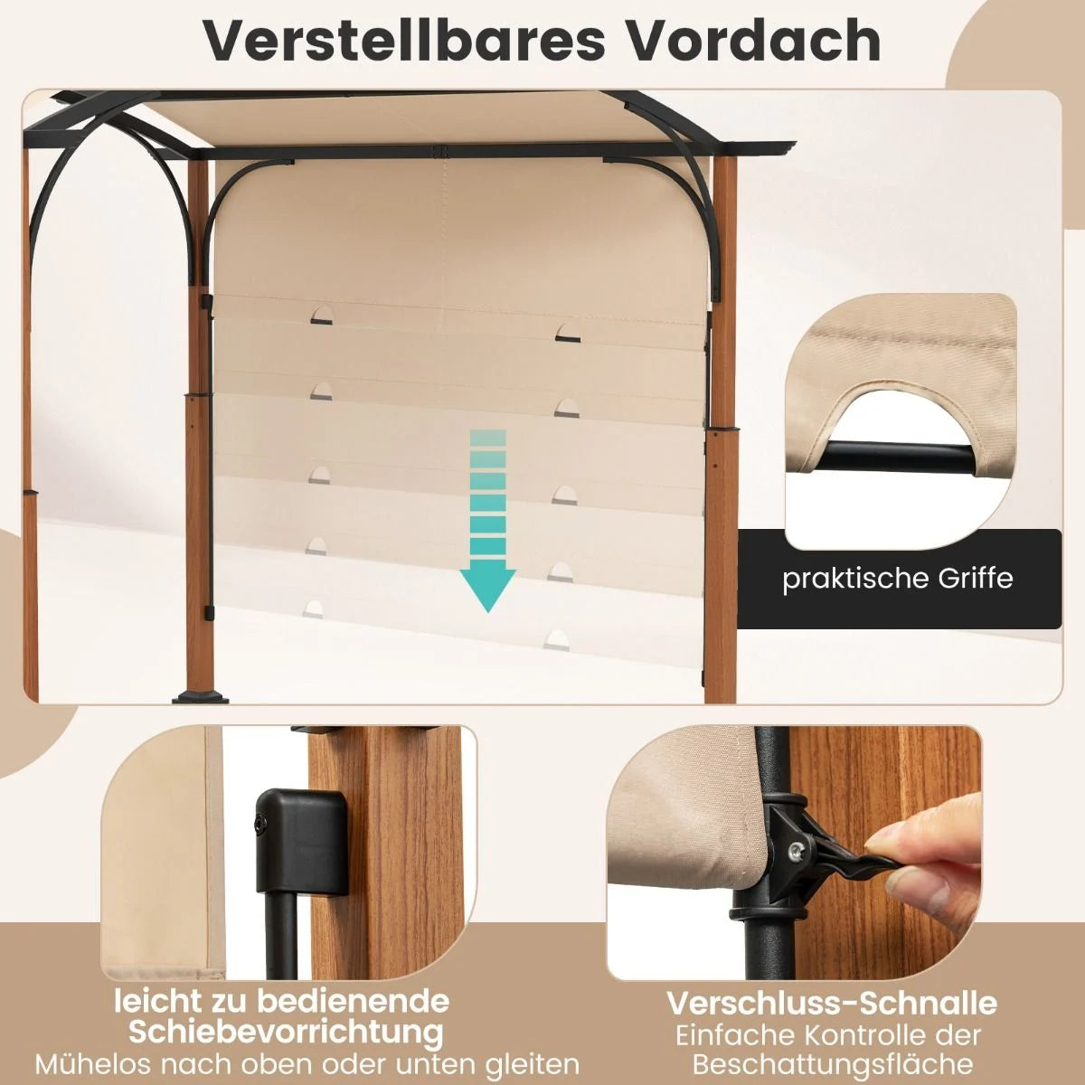 3,6 X 3 M Pergola Mit Ausziehbarem Dach Wasserdichter Stabiler Winterfester Pavillon