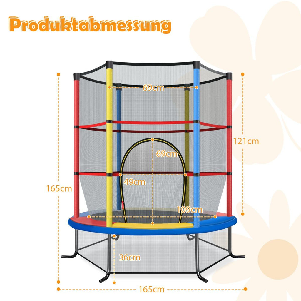 Ø165Cm Gartentrampolin Mit Sicherheitsnetz Trampolin Bis 135KG Belastbar Für Kinder Ab 3 Jahre