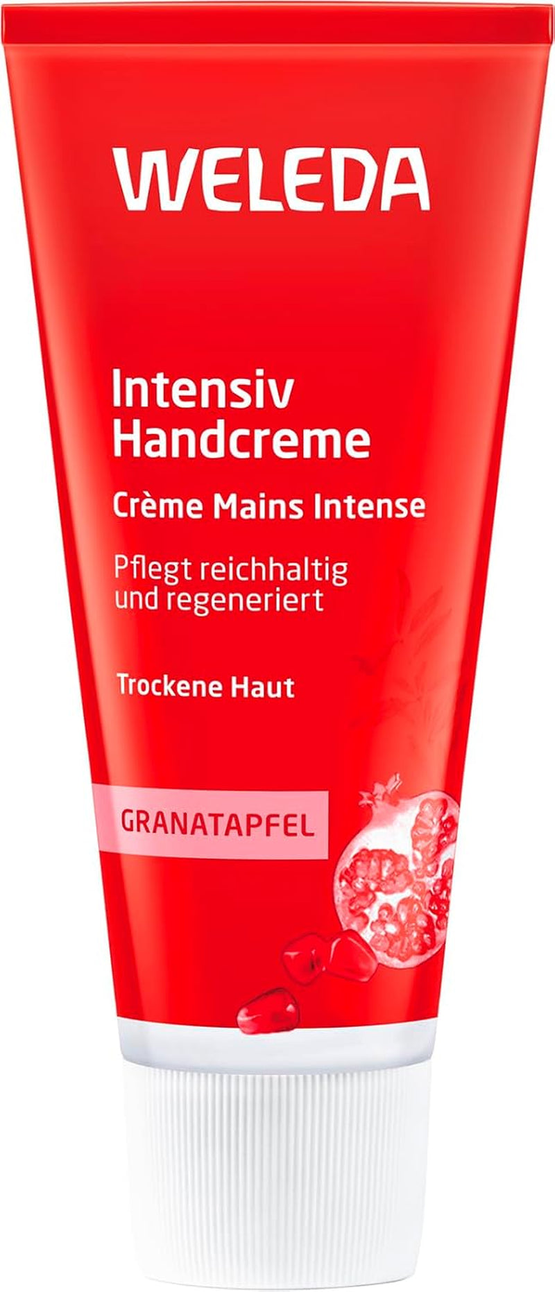 WELEDA Bio Intensiv Handcreme Granatapfel - Naturkosmetik Handpflege Creme Beugt Pigmentflecken Vor, Nachhaltige Feuchtigkeitscreme Mit Sheabutter & Orange-Vanille Duft Für Trockene Hände (1X 50Ml)