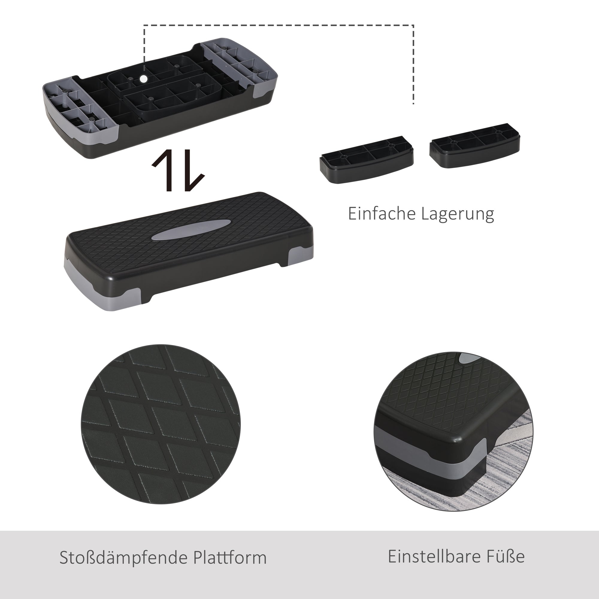 Steppbrett Aerobic Fitness Stepper Heimtrainer Höhenverstellbar