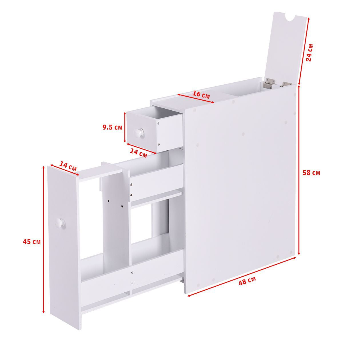 Schmaler Nischenregal Mit Schubladen Badschrank Aus Holz Seitenschrank