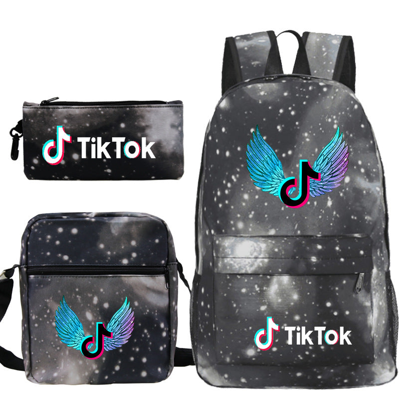 Customizable TikTok Print Backpack Set with Pouch