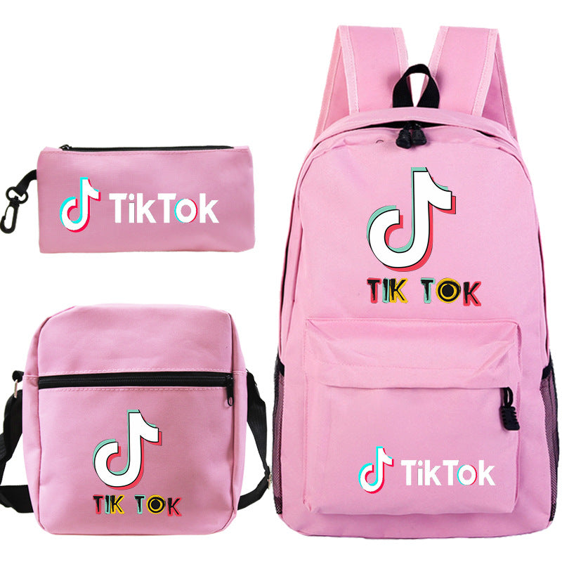 Customizable TikTok Print Backpack Set with Pouch