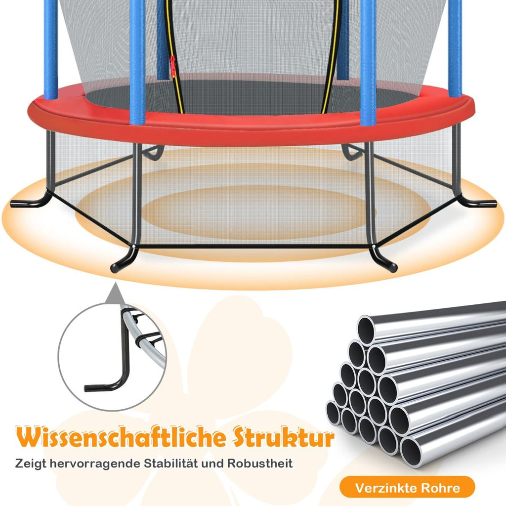 Ø165Cm Gartentrampolin Mit Sicherheitsnetz Trampolin Bis 135KG Belastbar Für Kinder Ab 3 Jahre