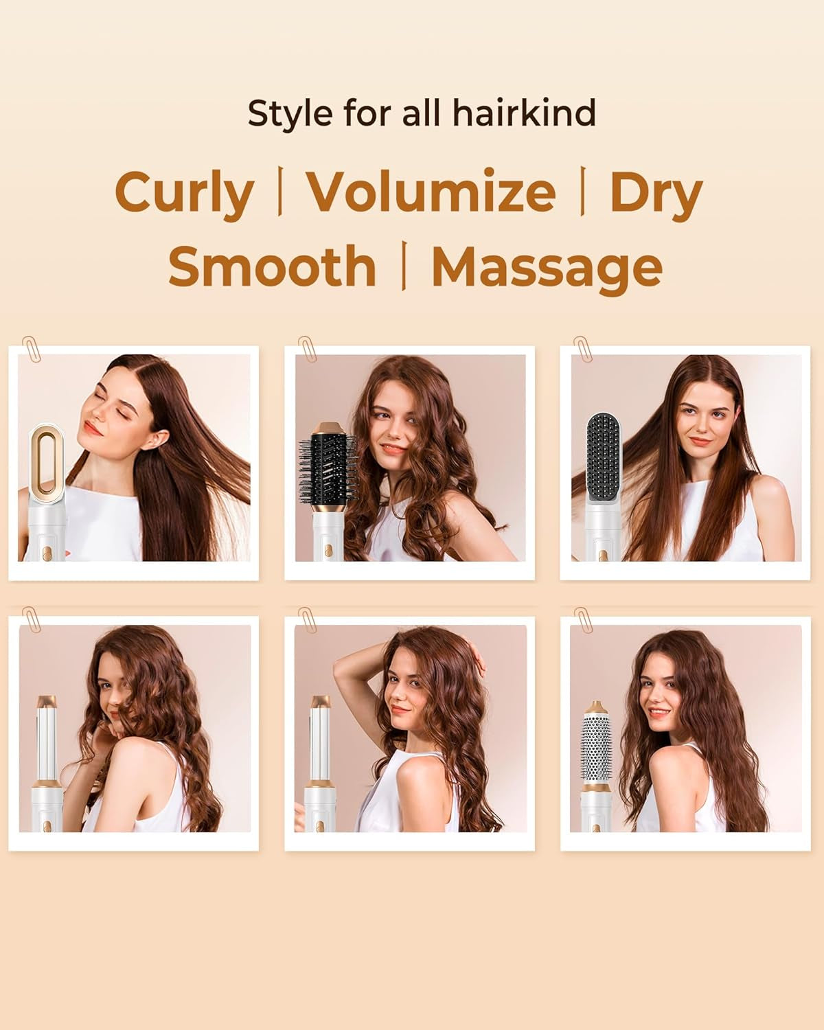 Hot Air Styler 6 in 1, UKLISS Föhnbürste Mit 6 Ersatz: 1000W Haartrockner, Airflow-Auto Lockenstab, Lockenbürste, Rundbürstenföhn, Haarglätter Für Haar Volumen, Glätten, Locken Und Föhnen, Haarpflege