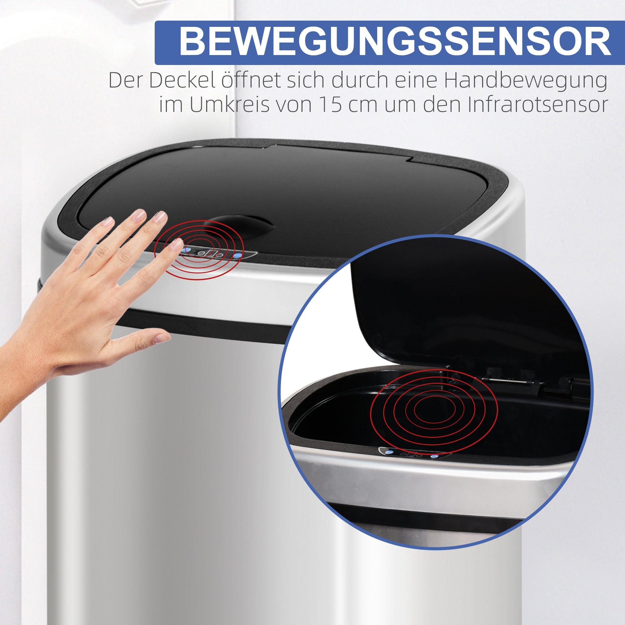 Automatik Mülleimer Abfalleimer Mit Infrarotsensor Küche Silber