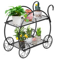 Pflanzenregal Blumenregal 2-Stufig Blumenständer Freistehend 60 X 35 X 66 Cm Schwarz