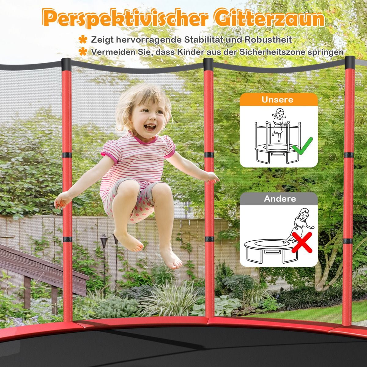 Ø165Cm Gartentrampolin Mit Sicherheitsnetz Trampolin Bis 135KG Belastbar Für Kinder Ab 3 Jahre