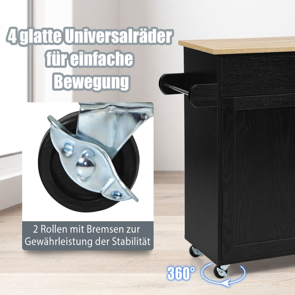 Küchenwagen Mit Handtuchhalter & Gewürzboard & Schublade Kücheninsel Rollbarer Küchenschrank