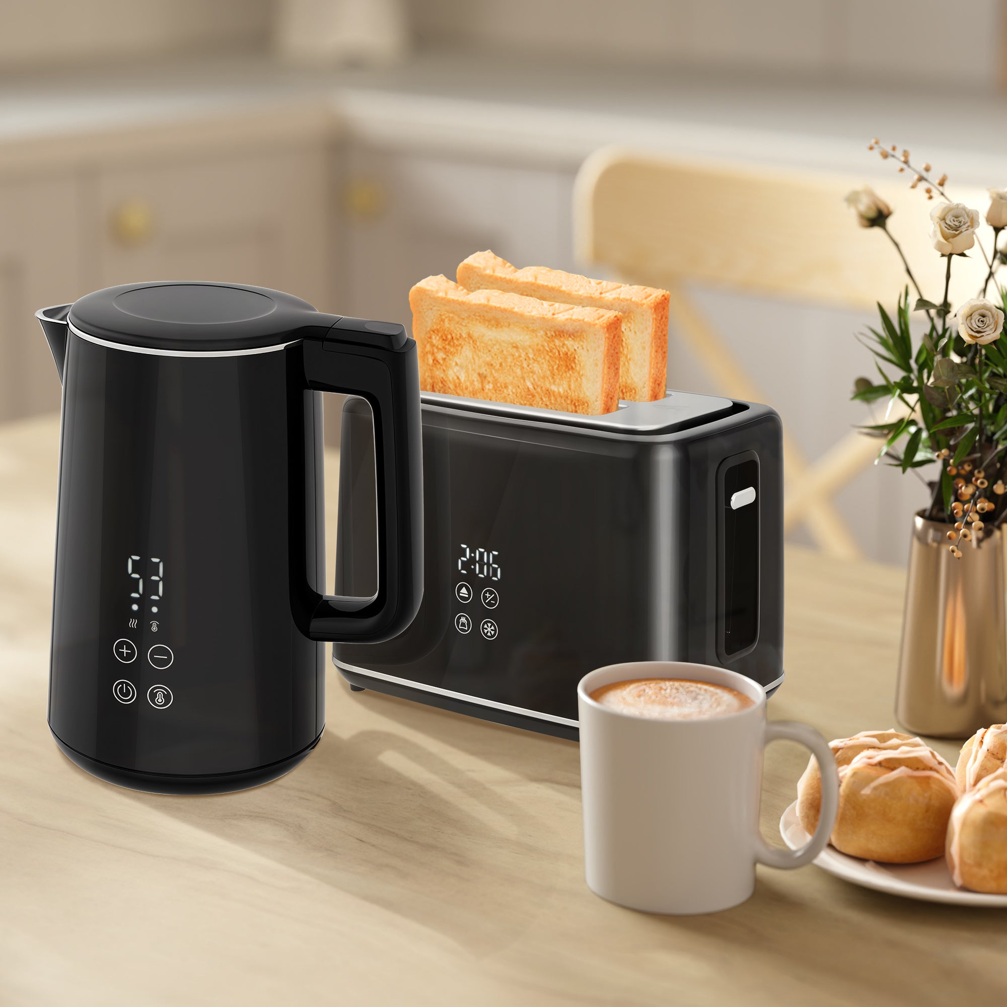 Küchenset Mit Wasserkocher Und Toaster, 7 Bräunungsstufe