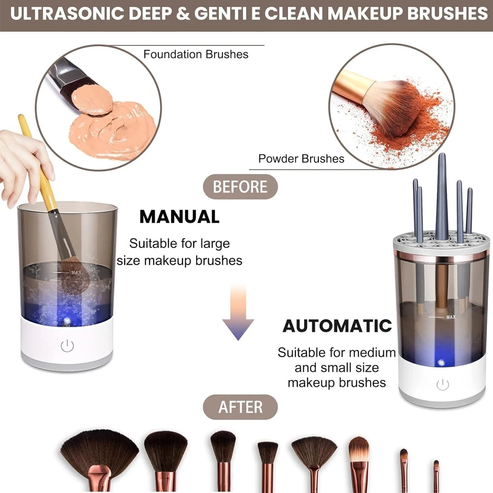 (US Shipping ) Automatic Brush Cleaner Electric Makeup Brush Cleaning Machine Fast Clean Dryer