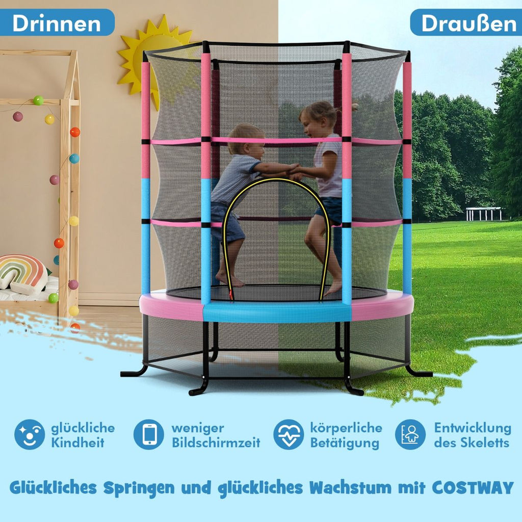 Ø165Cm Gartentrampolin Mit Sicherheitsnetz Trampolin Bis 135KG Belastbar Für Kinder Ab 3 Jahre