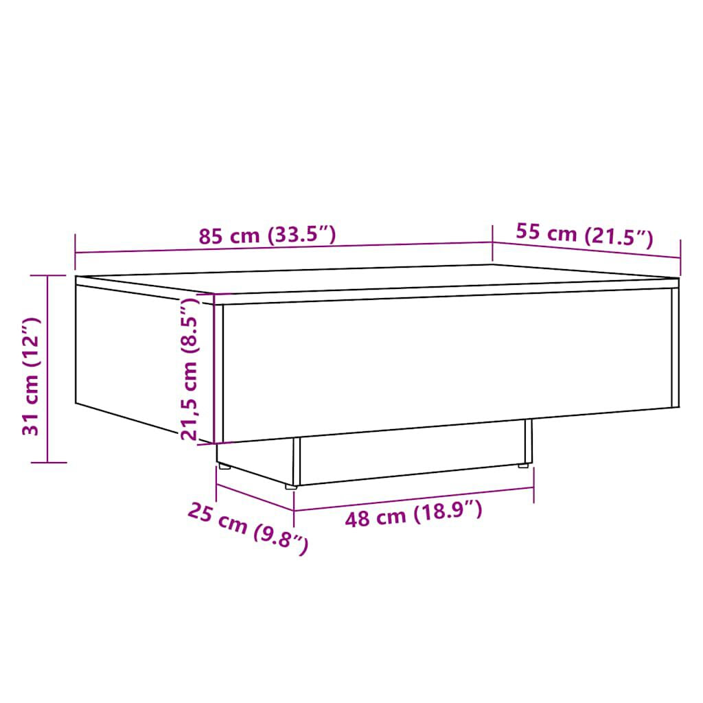 Couchtisch Altholz-Optik 85X55X31 Cm Holzwerkstoff