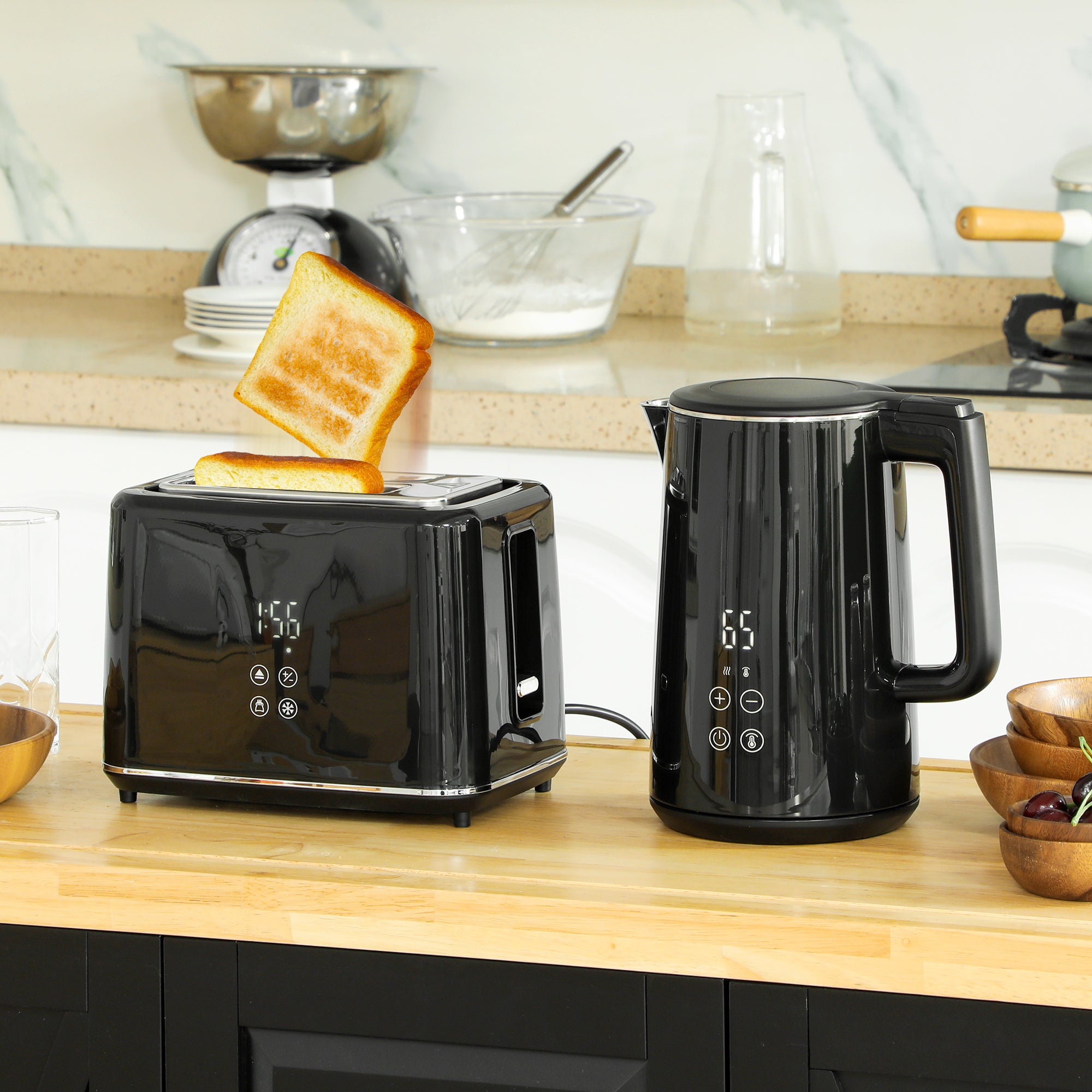 Küchenset Mit Wasserkocher Und Toaster, 7 Bräunungsstufe