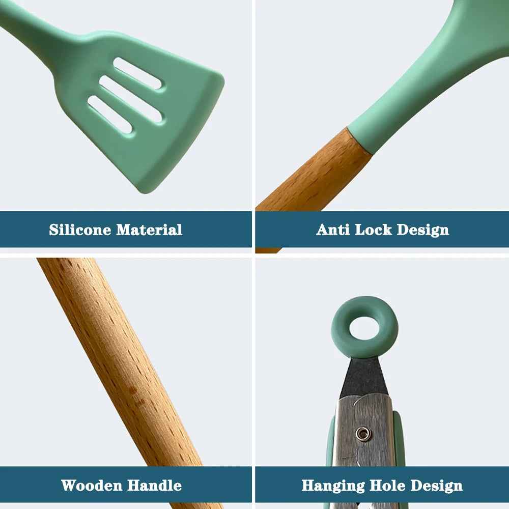 Silicone Kitchenware Cooking Utensils Set Non-Stick Cookware Kitchen Cooking Tool Set