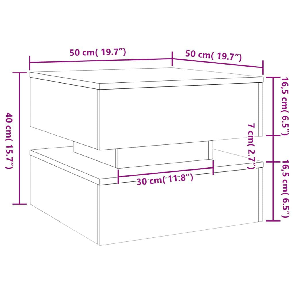 Couchtisch Mit Led-Leuchten Altholz-Optik 50X50X40 Cm