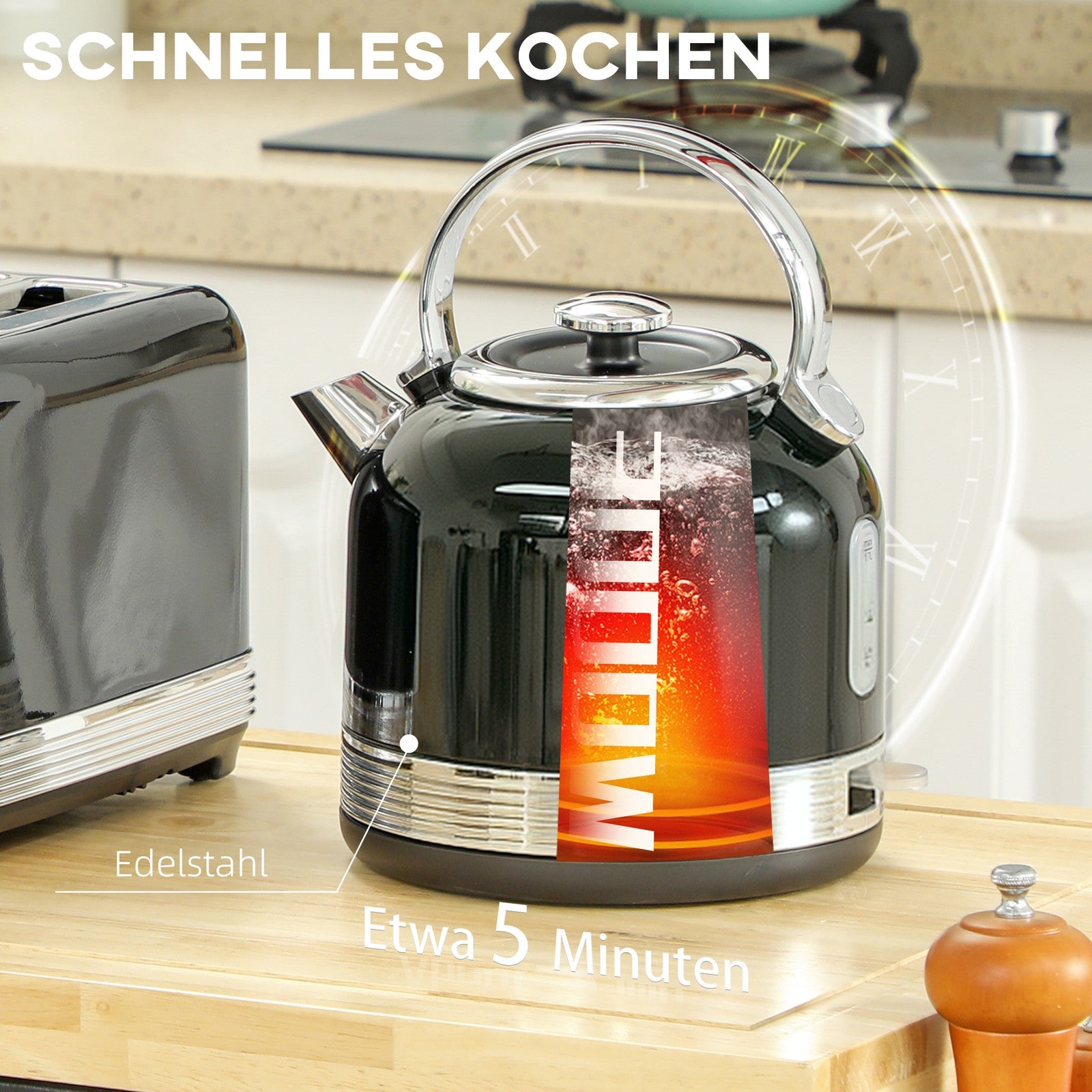 Wasserkocher- Und Toaster-Set, 7 Bräunungsstufe