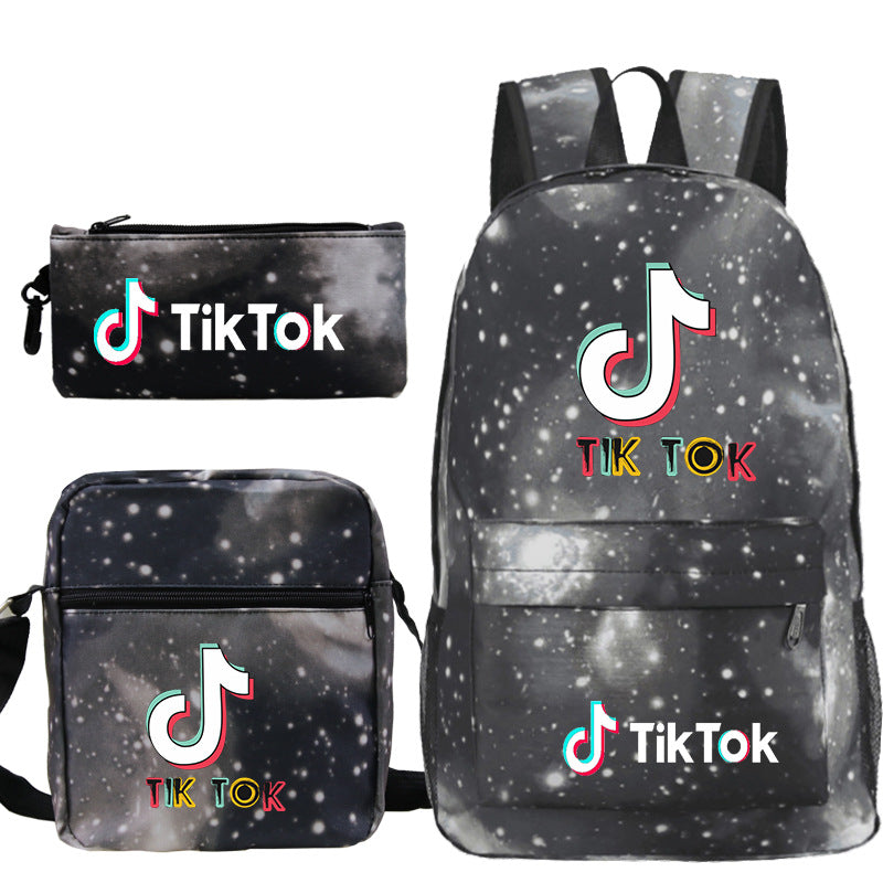 Customizable TikTok Print Backpack Set with Pouch