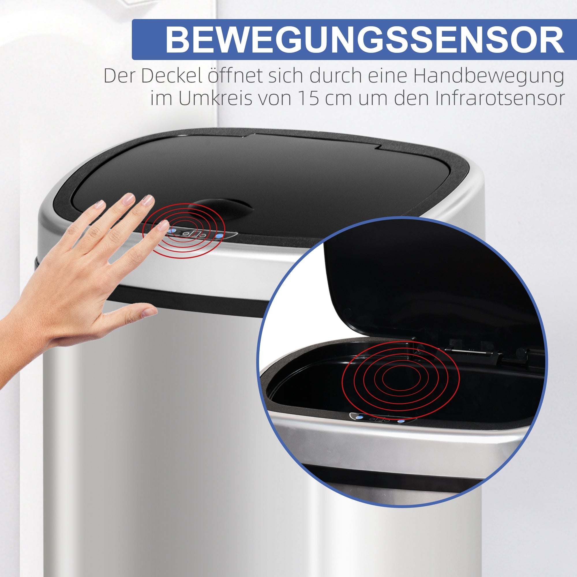 Automatik Mülleimer Abfalleimer Mit Infrarotsensor Küche Silber