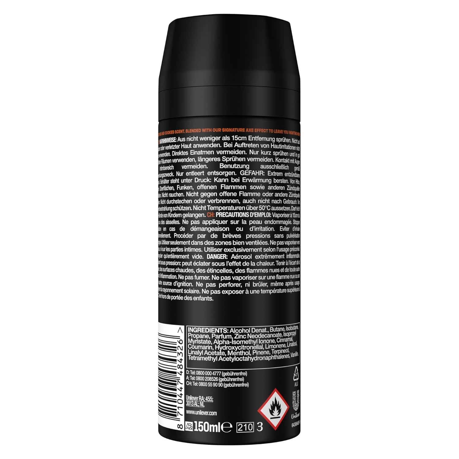 Axe Bodyspray Leather & Cookies Deo Ohne Aluminium Sorgt 48 Stunden Lang Für Effektiven Schutz Vor Körpergeruch 150 Ml
