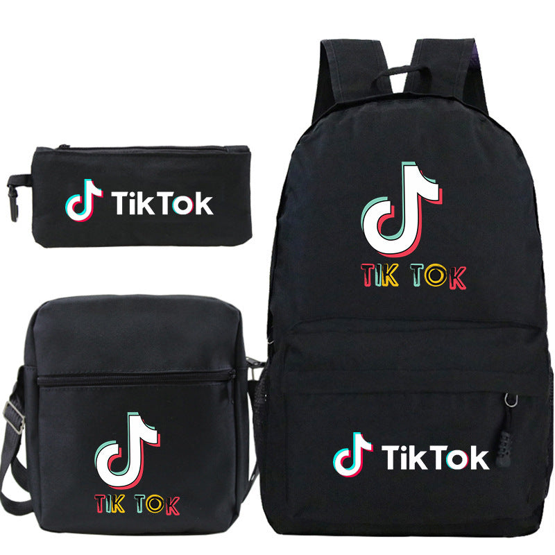 Customizable TikTok Print Backpack Set with Pouch