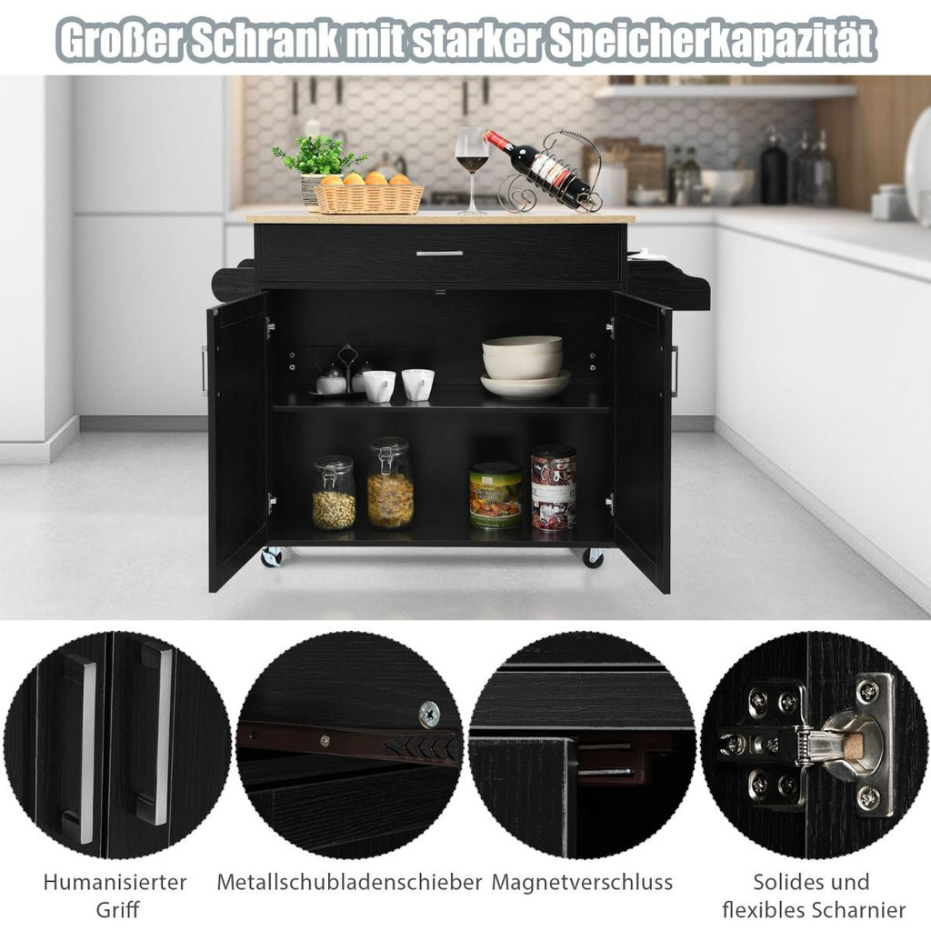 Küchenwagen Mit Handtuchhalter & Gewürzboard & Schublade Kücheninsel Rollbarer Küchenschrank