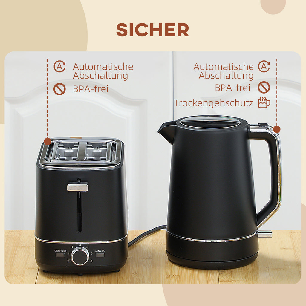 Wasserkocher Toaster Set Frühstück-Set Mit 1,7L Wasserkocher, 2 Scheiben Toaster