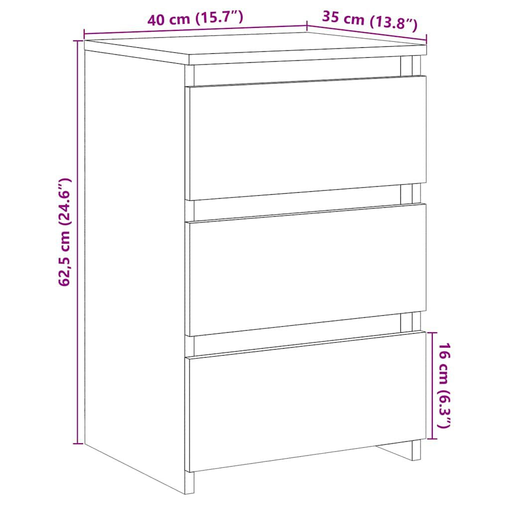 Nachttisch Altholz-Optik 40X35X62,5 Cm Holzwerkstoff