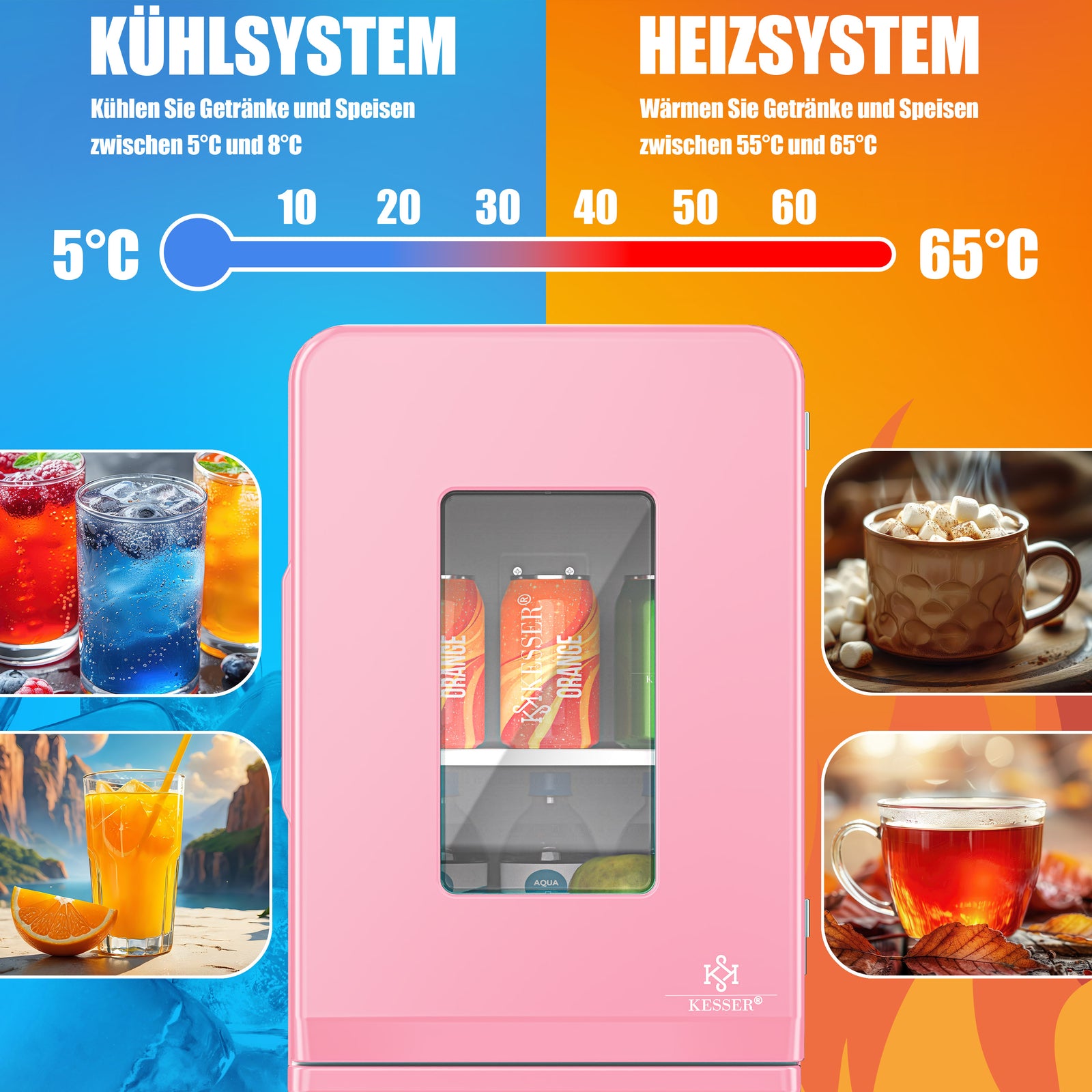 KESSER® Mini Kühlschrank 15 L Kühl Und Heizfunktion Minibar Kühlbox Thermobox