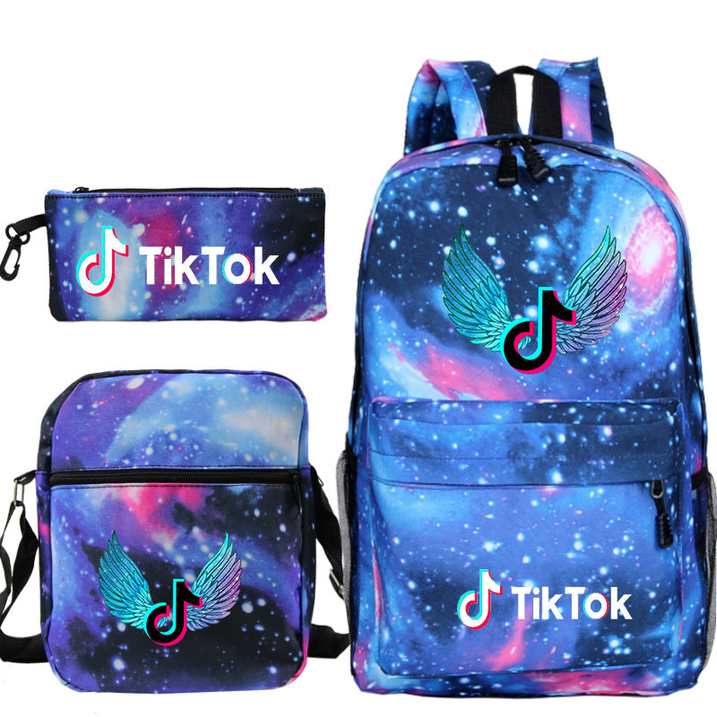 Customizable TikTok Print Backpack Set with Pouch
