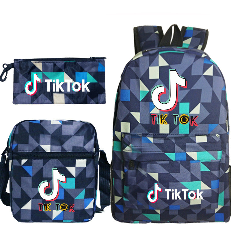 Customizable TikTok Print Backpack Set with Pouch