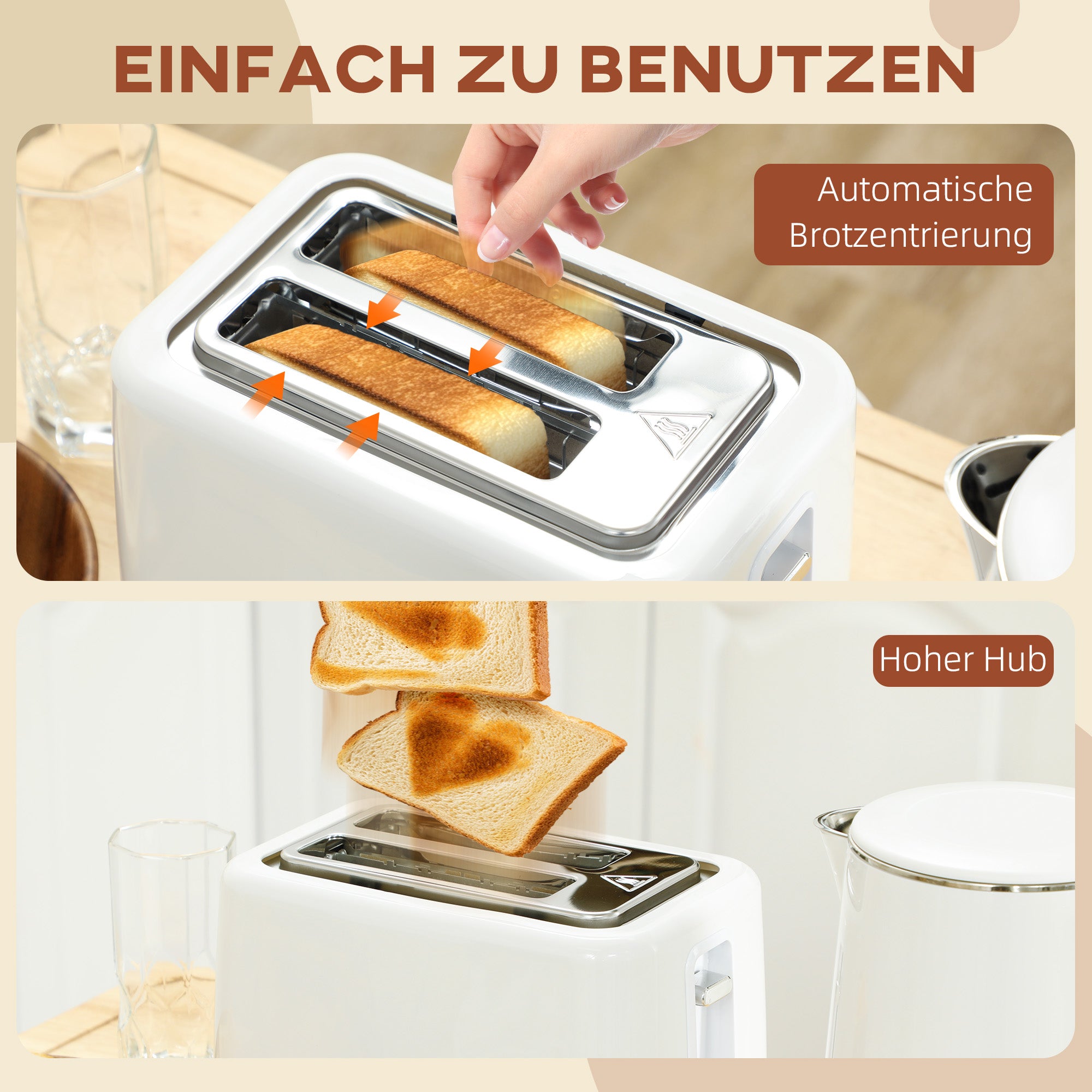 Küchenset Mit Wasserkocher Und Toaster, 7 Bräunungsstufe